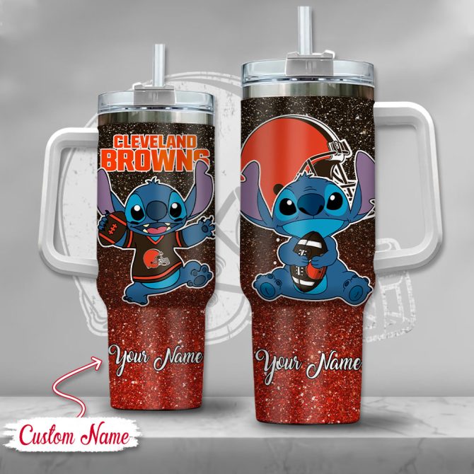 Cleveland Browns Nfl Custom Stanley Quencher 40Oz Stainless Steel Tumbler With Handle