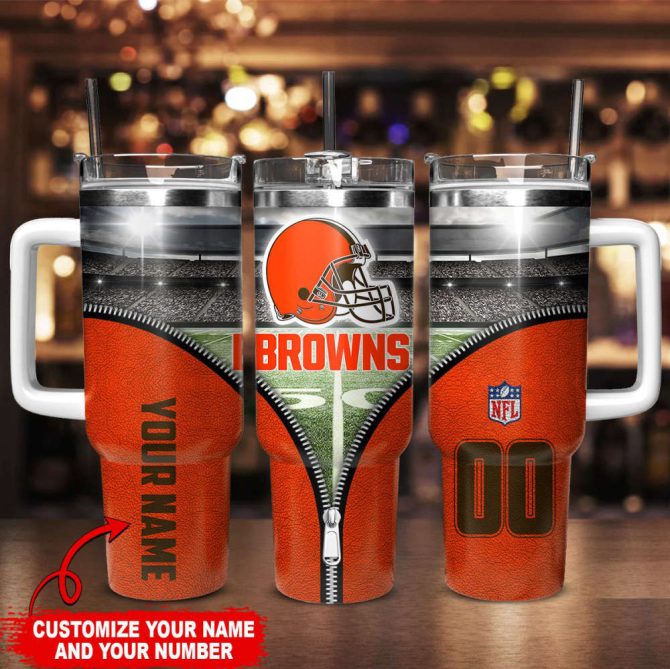 Cleveland Browns Nfl Custom Stanley Quencher 40Oz Stainless Steel Tumbler With Handle - Image 2