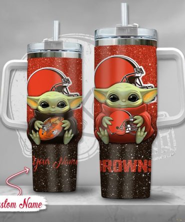 Cleveland Browns Nfl Custom Stanley Quencher 40Oz Stainless Steel Tumbler With Handle
