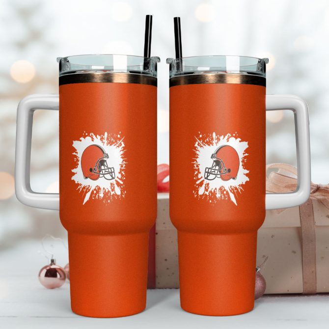 Cleveland Browns Nfl Custom Stanley Quencher 40Oz Stainless Steel Tumbler With Handle - Image 4