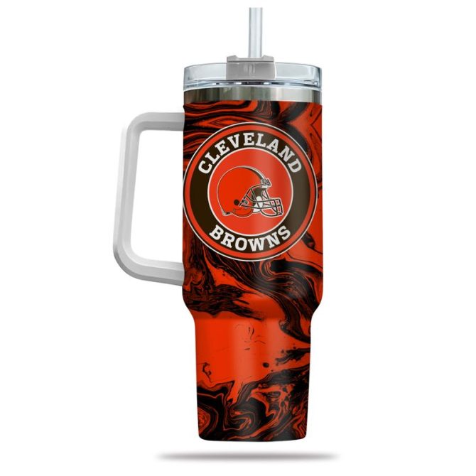 Cleveland Browns Nfl Custom Stanley Quencher 40Oz Stainless Steel Tumbler With Handle - Image 3