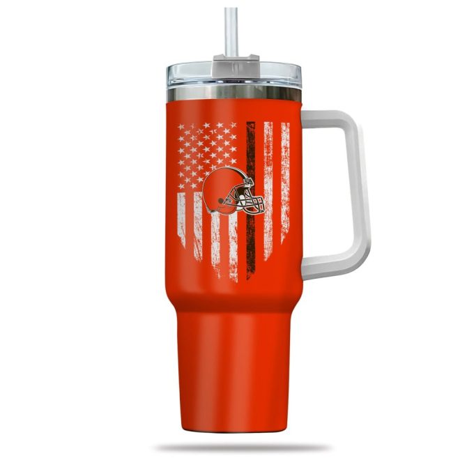 Cleveland Browns Nfl Custom Stanley Quencher 40Oz Stainless Steel Tumbler With Handle - Image 2