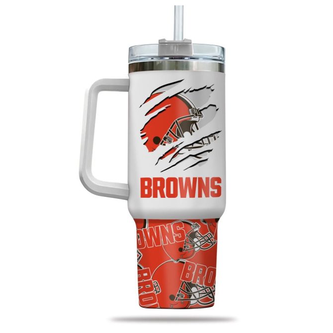 Cleveland Browns Nfl Custom Stanley Quencher 40Oz Stainless Steel Tumbler With Handle - Image 2