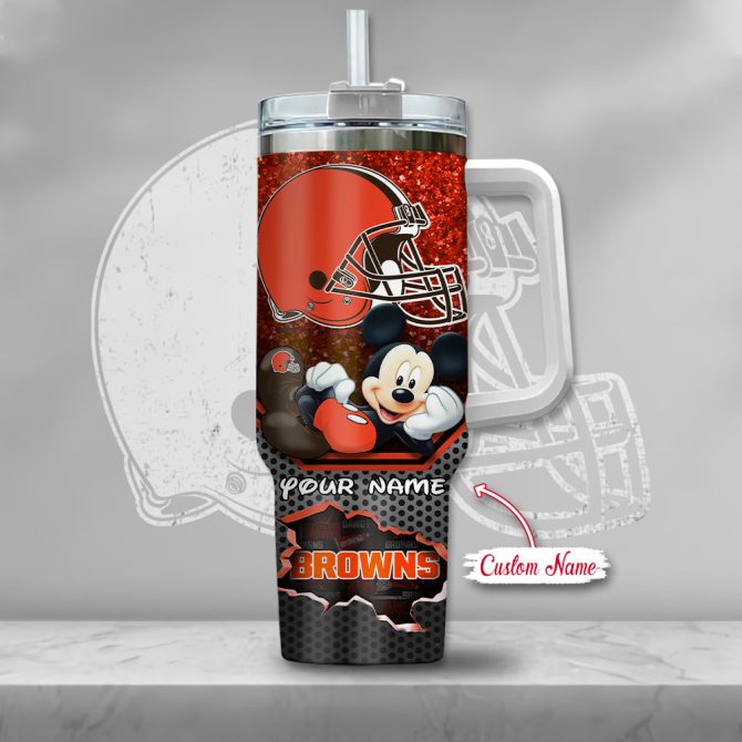 Cleveland Browns Nfl Custom Stanley Quencher 40Oz Stainless Steel Tumbler With Handle - Image 2