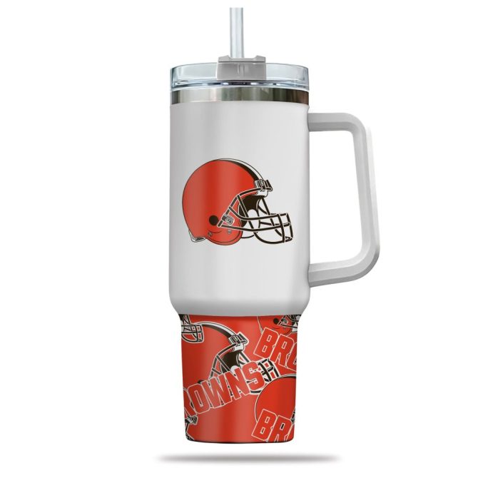 Cleveland Browns Nfl Custom Stanley Quencher 40Oz Stainless Steel Tumbler With Handle - Image 3