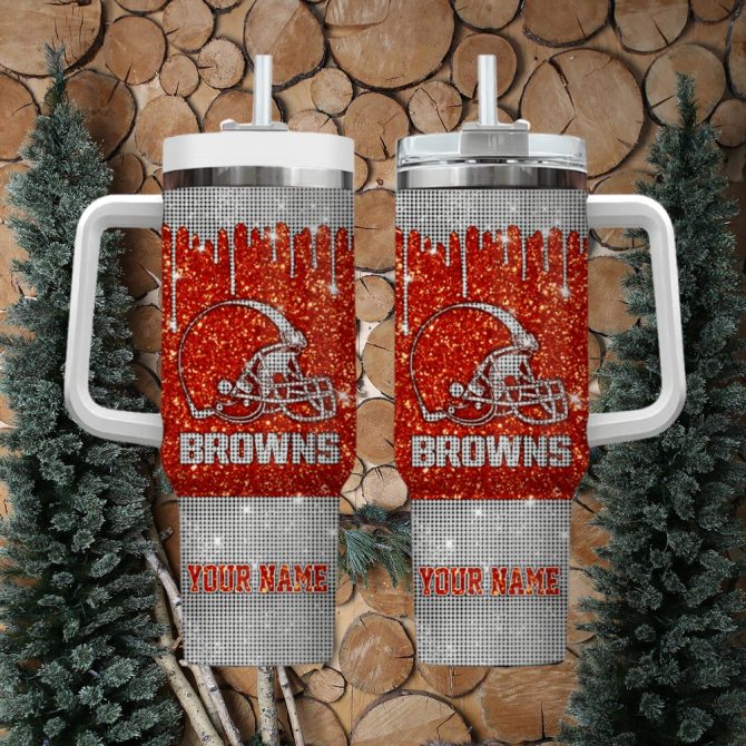 Cleveland Browns Nfl Custom Stanley Quencher 40Oz Stainless Steel Tumbler With Handle - Image 2