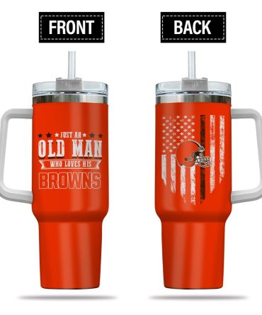 Cleveland Browns Nfl Custom Stanley Quencher 40Oz Stainless Steel Tumbler With Handle