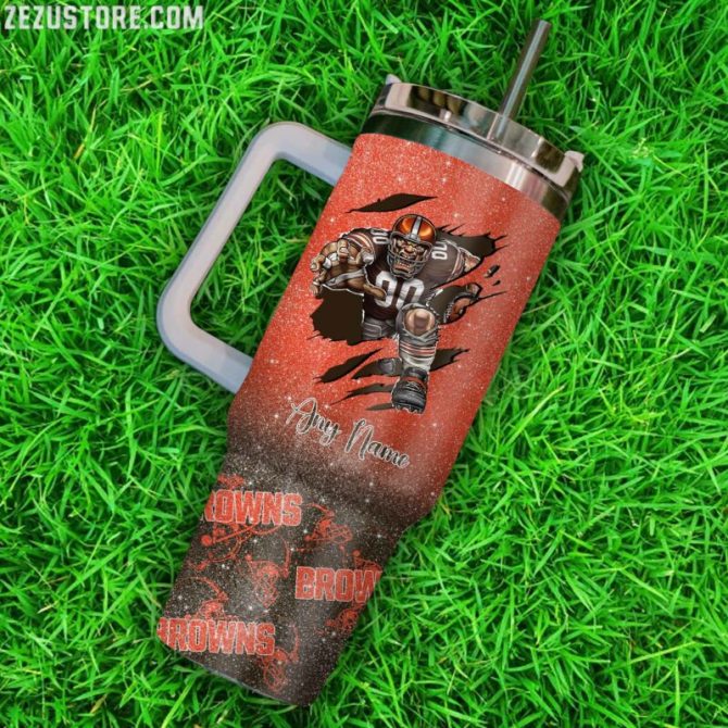 Cleveland Browns Nfl Custom Stanley Quencher 40Oz Stainless Steel Tumbler With Handle - Image 3
