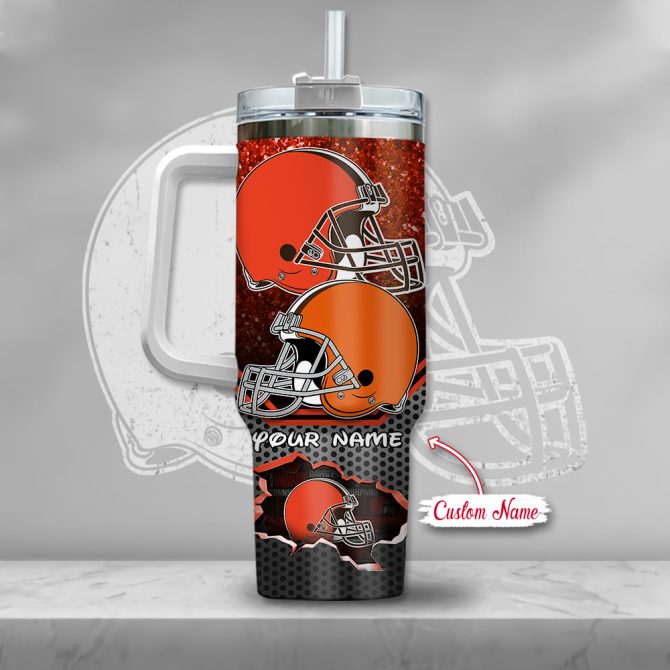 Cleveland Browns Nfl Custom Stanley Quencher 40Oz Stainless Steel Tumbler With Handle - Image 3