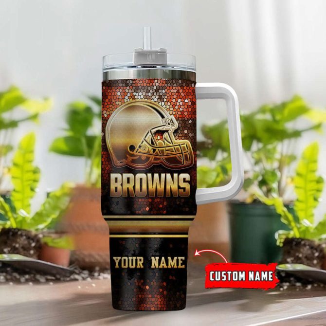 Cleveland Browns Nfl Custom Stanley Quencher 40Oz Stainless Steel Tumbler With Handle - Image 2