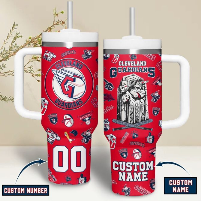 Cleveland Guardians Mlb Custom Stanley Quencher 40Oz Stainless Steel