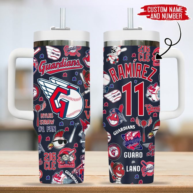 Cleveland Guardians Mlb Custom Stanley Quencher 40Oz Stainless Steel Tumbler - Image 3