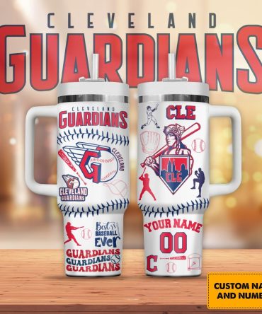 Cleveland Guardians Mlb Custom Stanley Quencher 40Oz Stainless Steel Tumbler