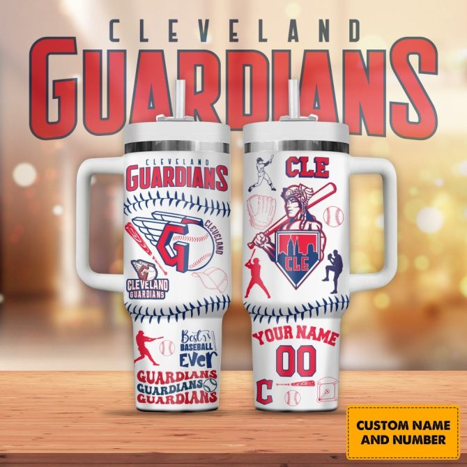 Cleveland Guardians Mlb Custom Stanley Quencher 40Oz Stainless Steel Tumbler