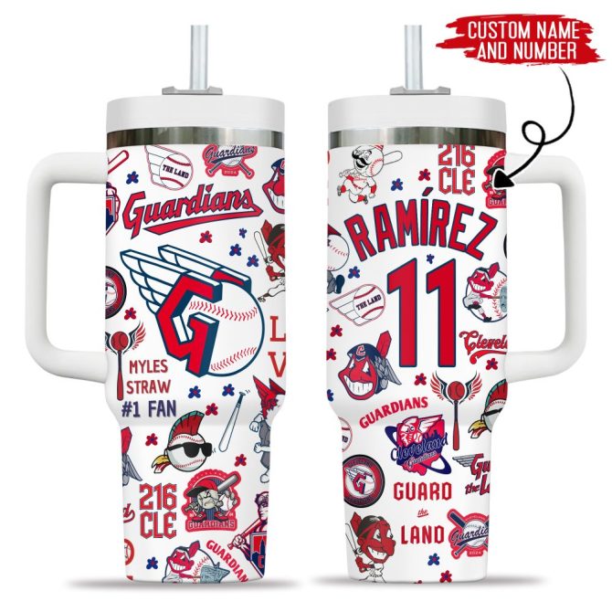 Cleveland Guardians Mlb Custom Stanley Quencher 40Oz Stainless Steel Tumbler - Image 4
