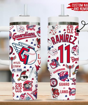 Cleveland Guardians Mlb Custom Stanley Quencher 40Oz Stainless Steel Tumbler