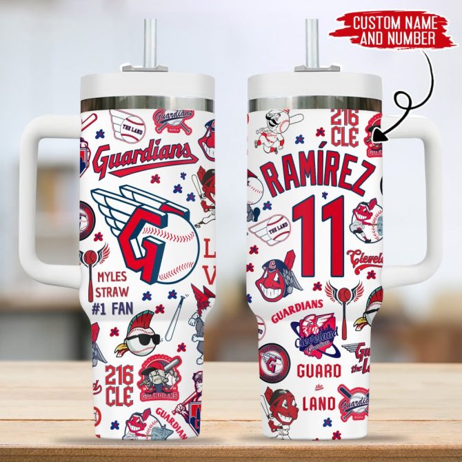 Cleveland Guardians Mlb Custom Stanley Quencher 40Oz Stainless Steel Tumbler