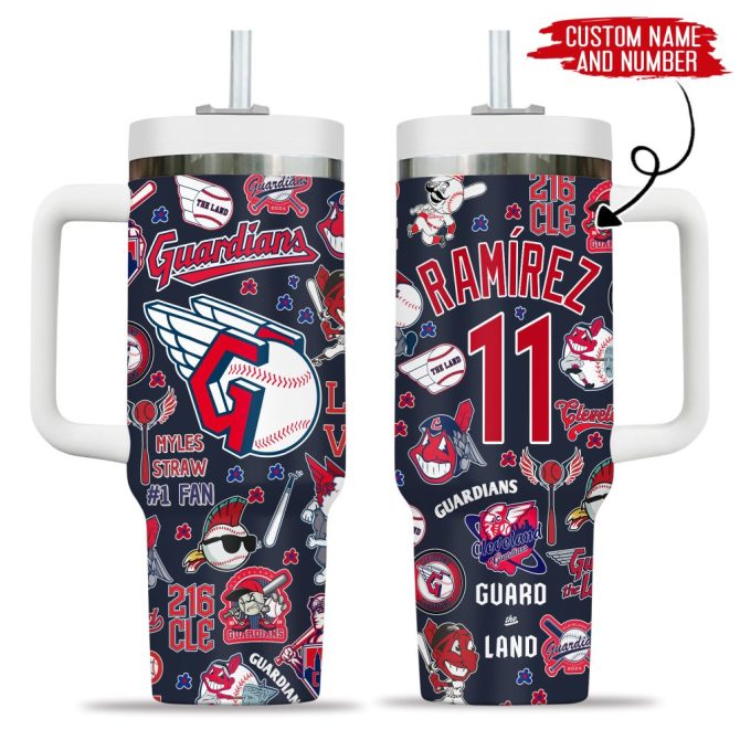 Cleveland Guardians Mlb Custom Stanley Quencher 40Oz Stainless Steel Tumbler - Image 8
