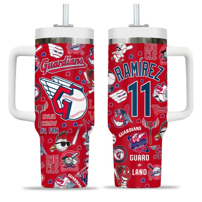 Cleveland Guardians Mlb Custom Stanley Quencher 40Oz Stainless Steel Tumbler - Image 5