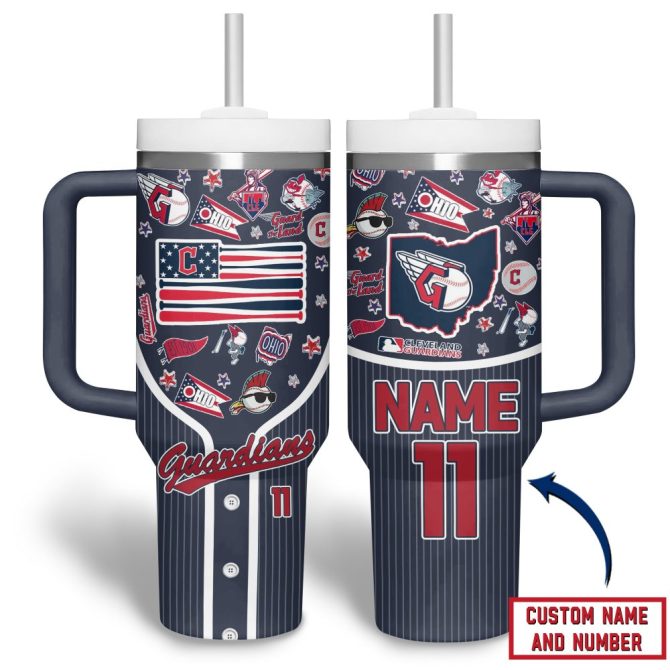 Cleveland Guardians Mlb Custom Stanley Quencher 40Oz Stainless Steel Tumbler - Image 5