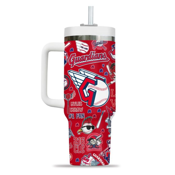 Cleveland Guardians Mlb Custom Stanley Quencher 40Oz Stainless Steel Tumbler - Image 7
