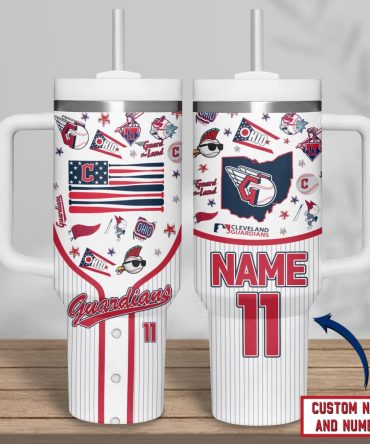 Cleveland Guardians Mlb Custom Stanley Quencher 40Oz Stainless Steel Tumbler