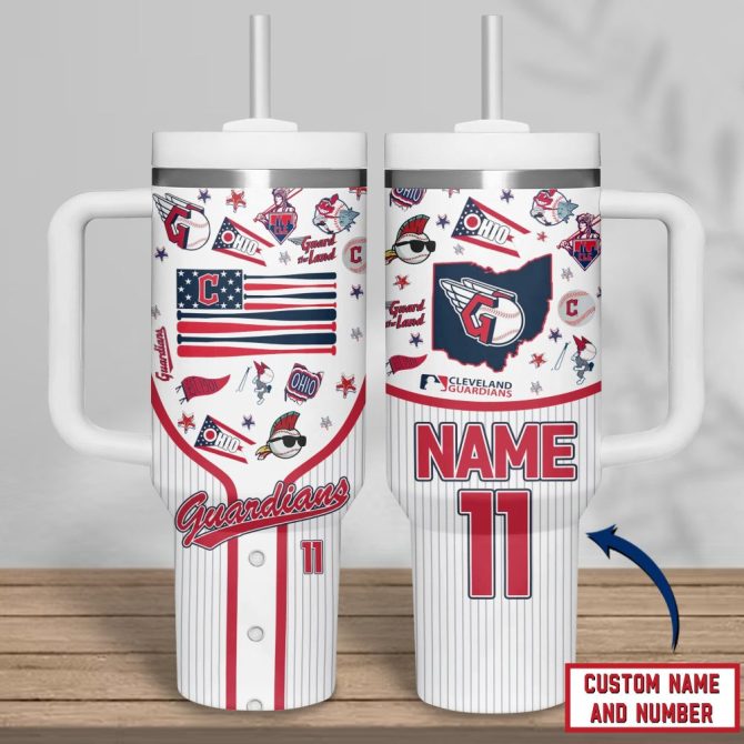 Cleveland Guardians Mlb Custom Stanley Quencher 40Oz Stainless Steel Tumbler