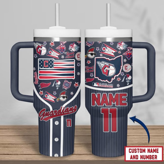 Cleveland Guardians Mlb Custom Stanley Quencher 40Oz Stainless Steel Tumbler - Image 6