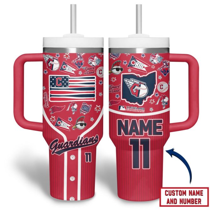 Cleveland Guardians Mlb Custom Stanley Quencher 40Oz Stainless Steel Tumbler - Image 4