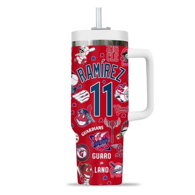 Cleveland Guardians Mlb Custom Stanley Quencher 40Oz Stainless Steel Tumbler - Image 6