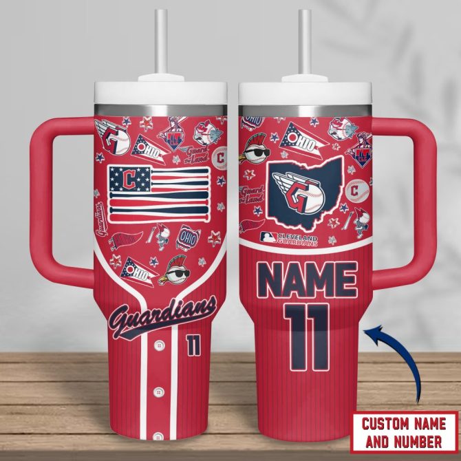 Cleveland Guardians Mlb Custom Stanley Quencher 40Oz Stainless Steel Tumbler - Image 3