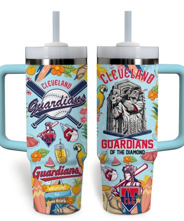 Cleveland Guardians Mlb Custom Stanley Quencher 40Oz Stainless Steel Tumbler With Handle
