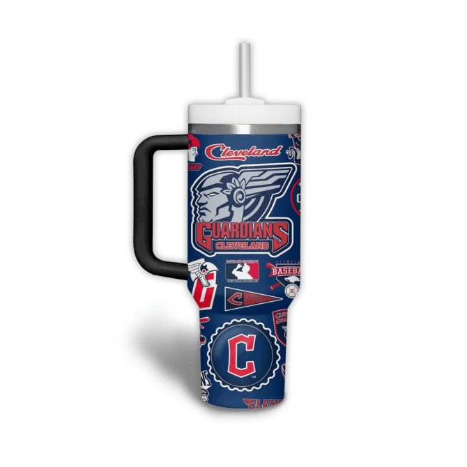 Cleveland Guardians Mlb Custom Stanley Quencher 40Oz Stainless Steel Tumbler With Handle - Image 2