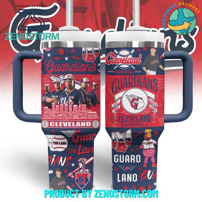 Cleveland Guardians Mlb Custom Stanley Quencher 40Oz Stainless Steel Tumbler With Handle