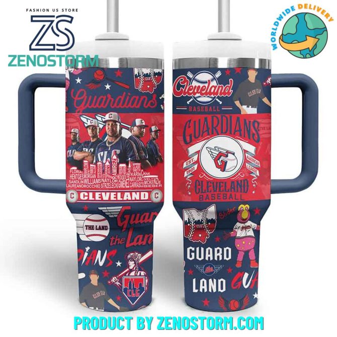 Cleveland Guardians Mlb Custom Stanley Quencher 40Oz Stainless Steel Tumbler With Handle - Image 3
