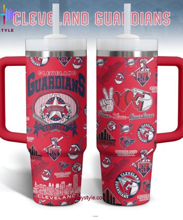 Cleveland Guardians Mlb Custom Stanley Quencher 40Oz Stainless Steel Tumbler With Handle
