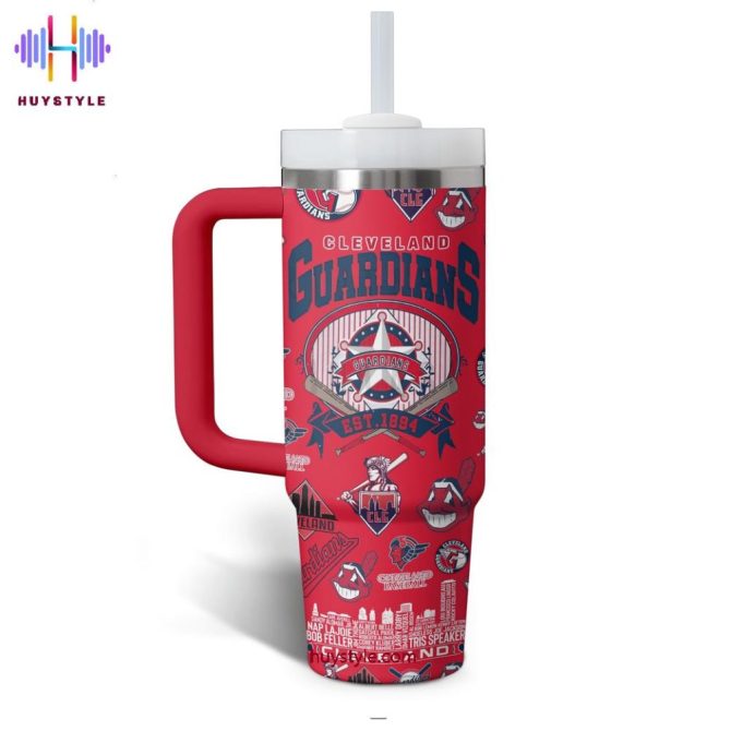 Cleveland Guardians Mlb Custom Stanley Quencher 40Oz Stainless Steel Tumbler With Handle - Image 2