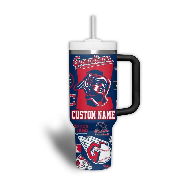 Cleveland Guardians Mlb Custom Stanley Quencher 40Oz Stainless Steel Tumbler With Handle - Image 3