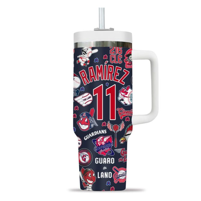 Cleveland Guardians Mlb Custom Stanley Quencher 40Oz Stainless Steel Tumbler - Image 9
