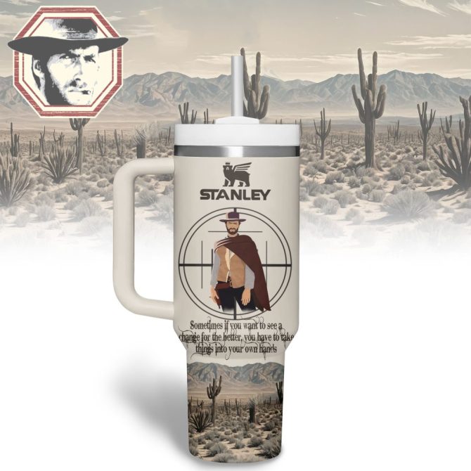 Clint Eastwood Actor Custom Stanley Quencher 40Oz Stainless Steel Tumbler With Handle - Image 2