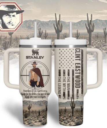 Clint Eastwood Actor Custom Stanley Quencher 40Oz Stainless Steel Tumbler With Handle