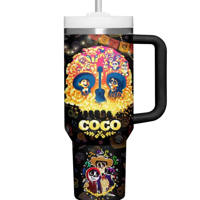 Coco Movies Custom Stanley Quencher 40Oz Stainless Steel Tumbler With Handle - Image 3