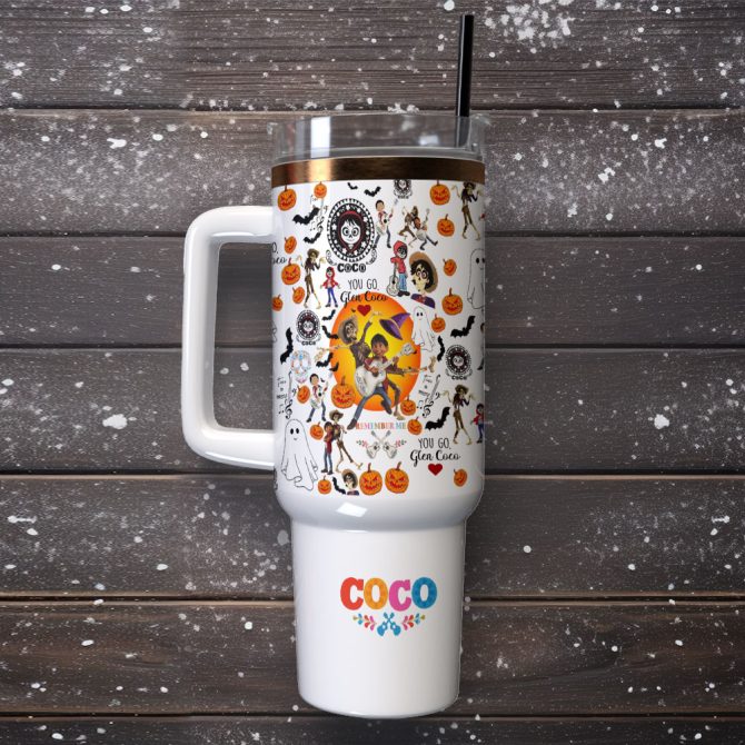 Coco Movies Custom Stanley Quencher 40Oz Stainless Steel Tumbler With Handle - Image 2