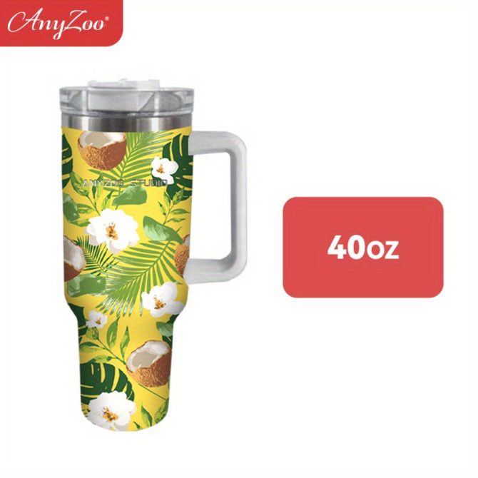 Coconut Custom Stanley Quencher 40Oz Stainless Steel Tumbler With Handle