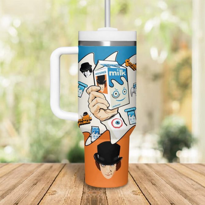 Coffee And Tv Milk Cartoon Custom Stanley Quencher 40Oz Stainless Steel Tumbler - Image 2