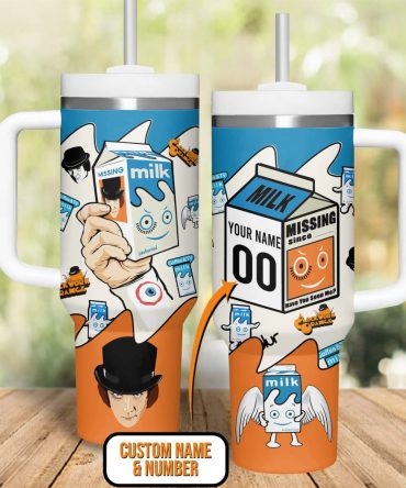 Coffee And Tv Milk Cartoon Custom Stanley Quencher 40Oz Stainless Steel Tumbler