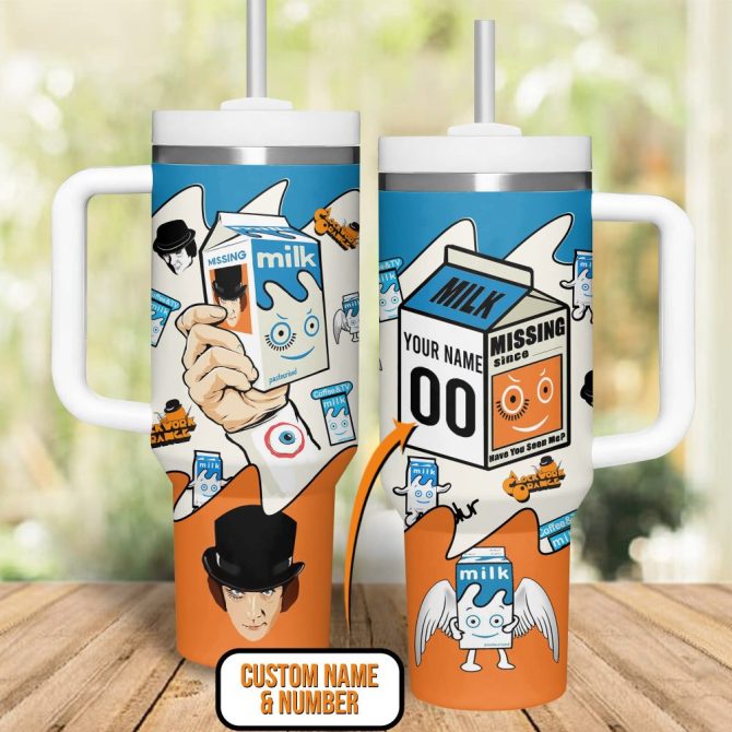 Coffee And Tv Milk Cartoon Custom Stanley Quencher 40Oz Stainless Steel Tumbler