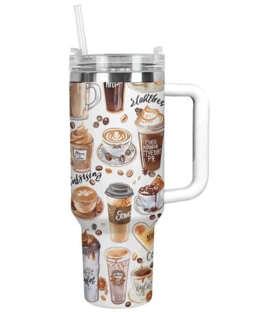 Coffee Custom Stanley Quencher 40Oz Stainless Steel Tumbler With Handle