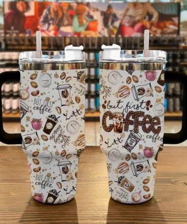 Coffee Custom Stanley Quencher 40Oz Stainless Steel Tumbler With Handle