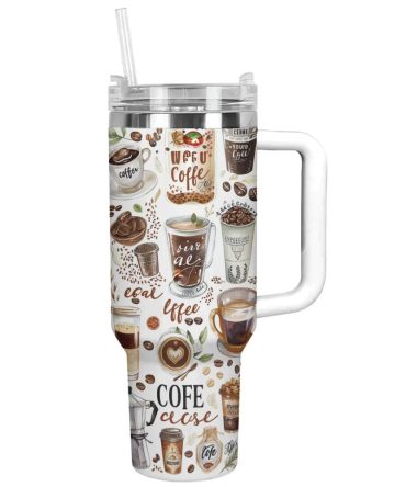 Coffee Custom Stanley Quencher 40Oz Stainless Steel Tumbler With Handle